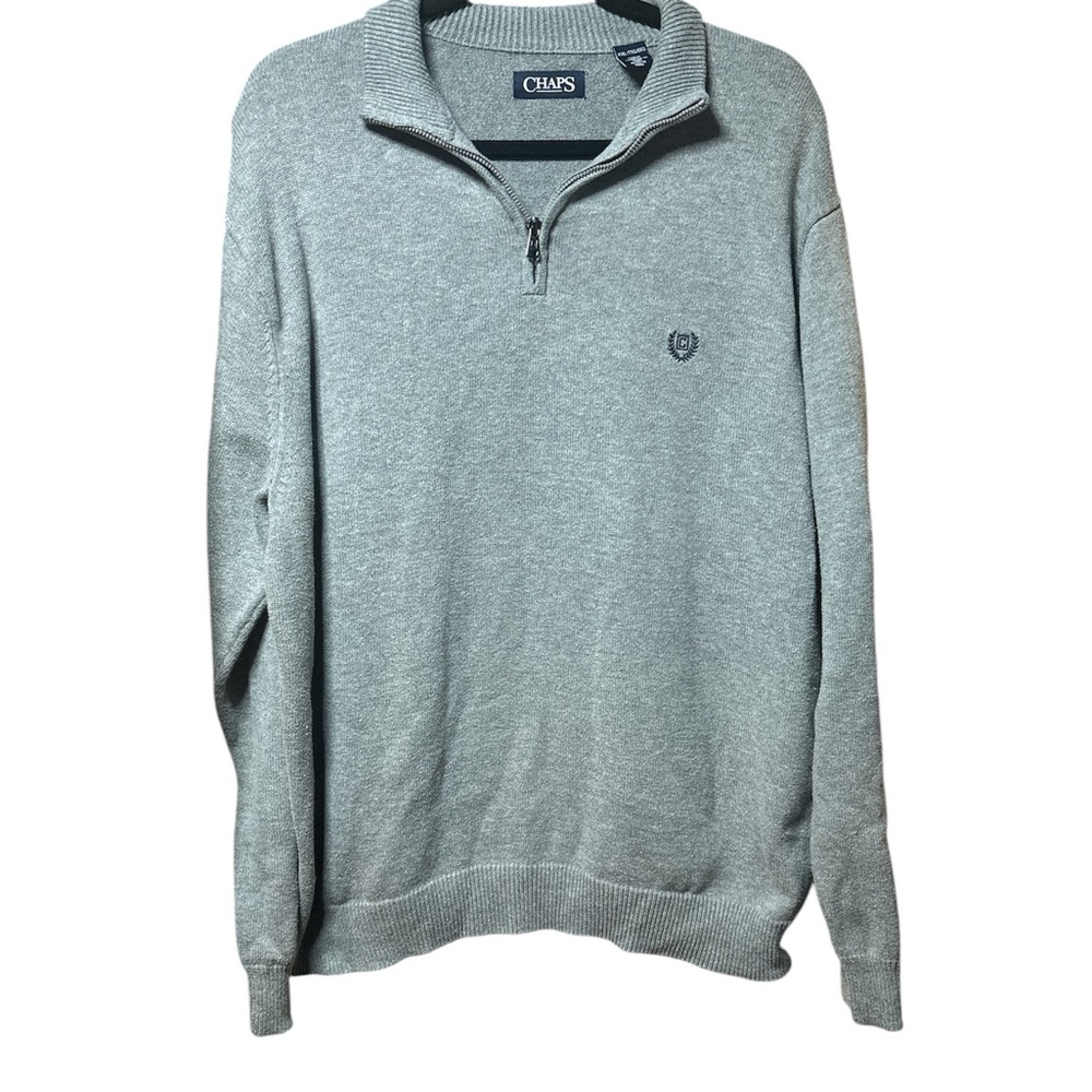 Chaps Light Gray Zip-Up Men's Sweater